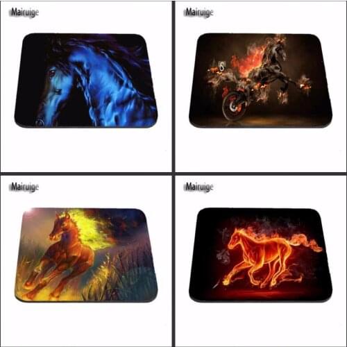 Hot Sale The Fire Flame Burning Strong Horse New Arrival Customized Fashion Computer Notebook Durable Non-slip Gaming Mice Mat