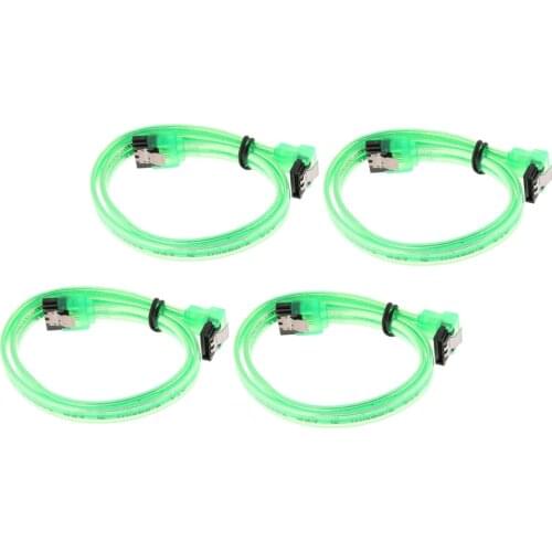 4 Pieces SATA Revision 3.0 Cable, 6Gbps SATA 3 Cable Adapter with Locking Latch Straight to 90 Degree Plug