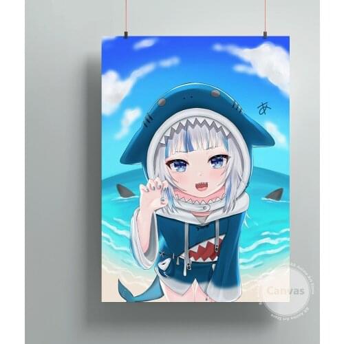 Canvas Anime Gawr Gura Pictures Home Manga Decoration Paintings Poster HD Prints Wall Art Modular Living Room