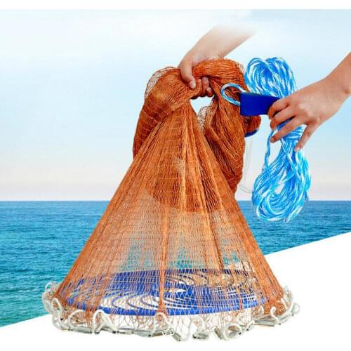 Upgraded American Hand Cast Net with Flying Disc High Strength Fly Cast Fishing Network 300/360/420/480/540/600/720cm Throw Net