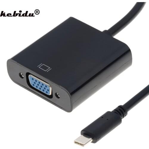 Kebidu High Speed USB Type C To VGA USB3.1 Type-C Male To VGA Female Adapter Cable Converter for Macbook Chromebook Pixel Laptop