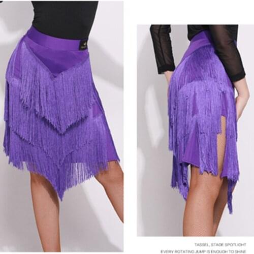 Classical Latin Dancing Skirts For Women Fringe Dance Skirt Modern Rumba Tango Dress Flamenco Salsa Dance Clothes in stock