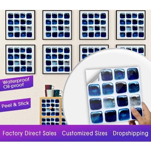 Colorful Stones Crystal Mosaic Flat Hard Tiles Ceramics Wall Sticker Kitchen Wardrobe Stairs Decoration Art Mural PVC Wall Decal