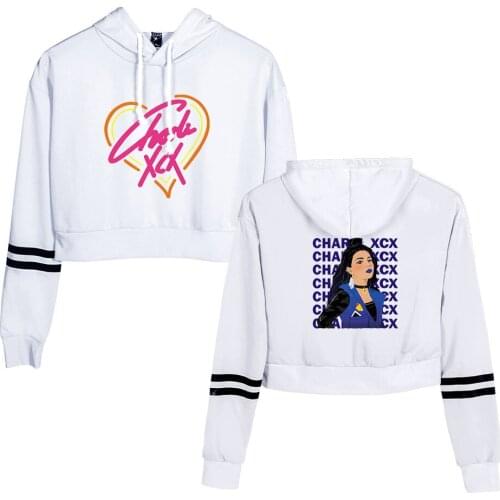 Hot Charli XCX Fashion Popular New crop Top Hoodies Women Hooded Sweatshirts Charli XCX Casual Trendy Streetwear white Hoodies