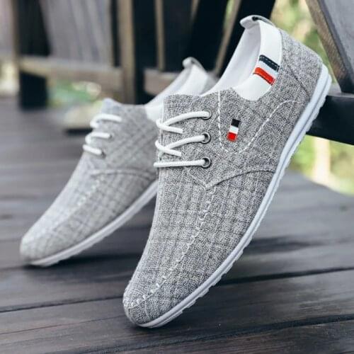 2021 Spring And Autumn Fashion Casual Shoes Mens Peas Shoes Sweat-Absorbent And Breathable Canvas Mens Non-Slip Driving Shoes