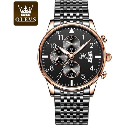 OLEVS Mens Watches Luxury Pilot Chronograph Men Quartz Watch Luminous Business Fashion Waterproof Sports Wristwatch Man Gift
