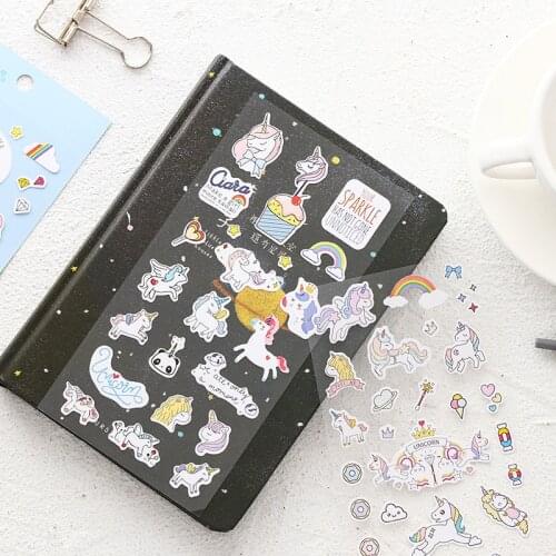 Cute Unicorn Sticker Student Supplies Originality Cartoon Sticky Album DIY Handbook Scrapbooking Decoration Sticker