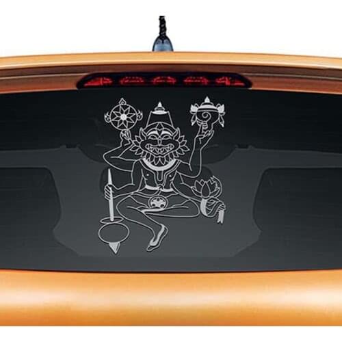 Narasimha Deva Hinduism Symble Religion Yoga Car Sticker Removable Wall Decal Murals Rear Sliver/gold/black L1166