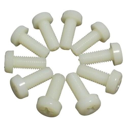M3 M4 M5 M6 M8 White Pan Head Cross Nylon Screws,DIN7985 Round Head nylon Screws, Plastic philips Round Head Screws
