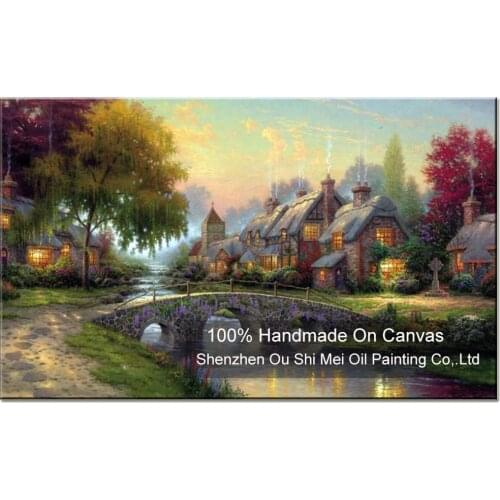 New Hand Painted Thomas Landscape Oil Painting On Canvas for Home Decor European Country Scenery Living Room Decor Paintings Art
