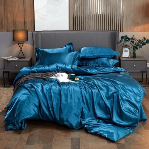 2021 New Rayon Solid Color Bedding Sets Home Textile Twin Queen King Size Bed Sets High-End Duvet Cover Sets