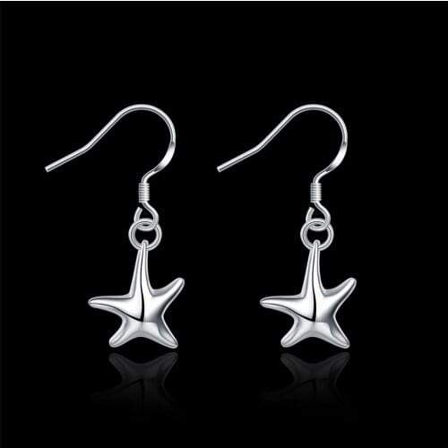New Fashion 925 Sliver Small Starfish Earrings Beautiful Romantic Wedding Gift Delicate Birthday Present Daily Party Accessories