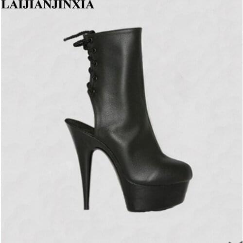 New 15cm Beautiful nightclub personality super high and sexy steel pole dancing boots, baotou short Dance Shoes