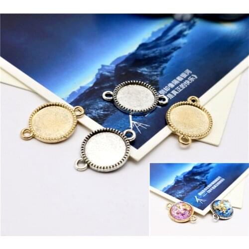 10pcs/lot Alloy Round 12MM Cabochon Blank Pendant Base Tray Fit DIY Handmade Bracelet Bangle Bezel Jewelry Making Accessories