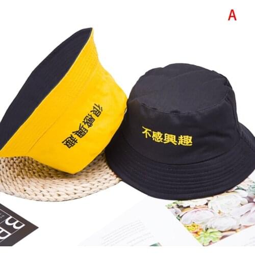 Unisex Letter Embroidered Double-sided Fisherman Hat Bucket Hats Solid Color Climbing Outdoor Sun-proofed Chic Hat