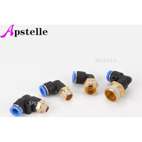 Air Pneumatic Pipe Connector 10mm 8mm 6mm 12mm OD Hose Tube 1/8" 1/4" 3/8" 1/2" BSPT Male Thread L Shape Gas Quick Joint Fitting