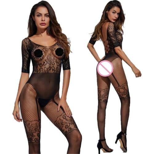 Plus Size Women Porn Lingerie Fishnet Tights Full Body Stocking Sexy Teddy Babydoll Erotic Transparent Hollow Backless Underwear