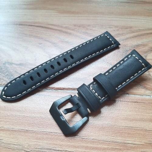 Genuine Leather Watchband for Galaxy Watch Strap 22mm Black Vintage Men Watch Band For Tissote Timex Omega Wrist Bracelets