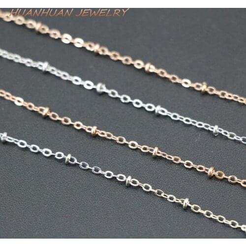 Silver-Color Rose Gold-Color 1.5mm Link Chain Stainless Steel Necklace Women Round Fit Diy Pendant Choker Jewelry 18inch B3375