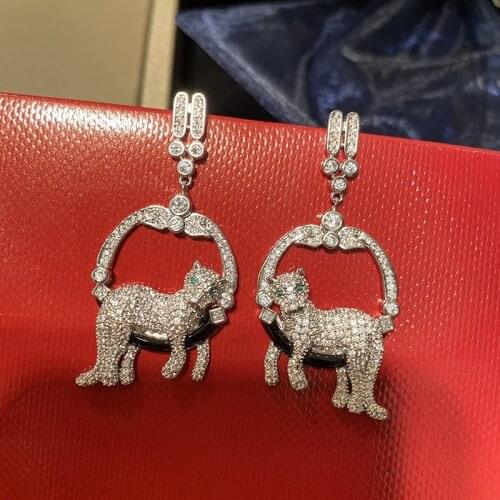 Leopard Crystal Earrings Silver Color Tassel Girls Jewelry Zircon Geometric Modern New For Women Fashion Luxurious Maiden Gift