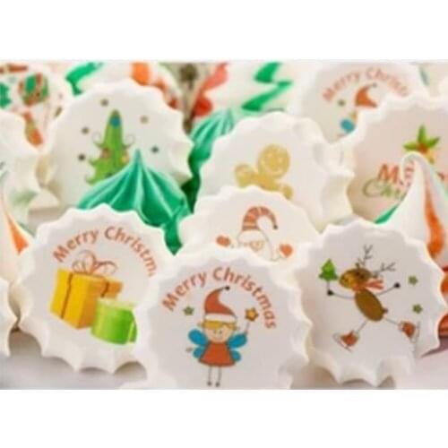 Mix Merry Christmas Santa Snowflake Sugar Stamp Transfer Paper For New Year Chocolate Decoration Sheet Cake Decorating Tools