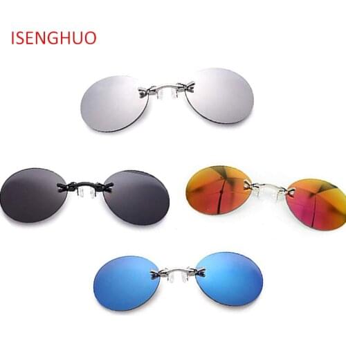ISENGHUO 4 Pairs Retro Round Clip On Nose Polarized Sunglasses Mini Small Black Matrix Morpheus Movie Eyewear With Box