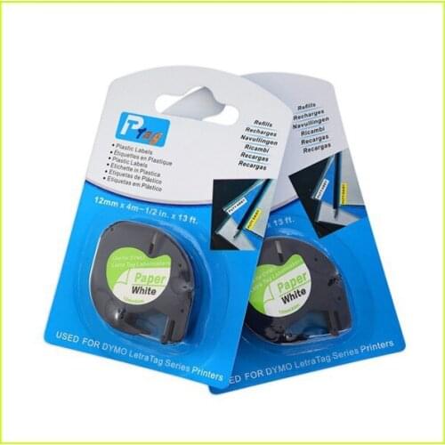 Compatible Dymo LetraTag Paper black on whiteTapes 91200 -1/2inch x13ft. for dymo label printer labelmaker