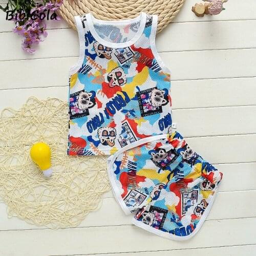 Baby Boys Sports Clothes Suit Summer New Childrens Clothing Sets Leisure Sleeveless T-shirt 2pcs Kids Girls Vest + Shorts Set