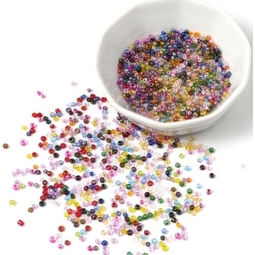 2mm Glass Seed Beads Round Multicolor AB Rainbow Color DIY Making Necklace Loose Spacer Beads Jewelry,1Packet ( 44000PCs/Packet)