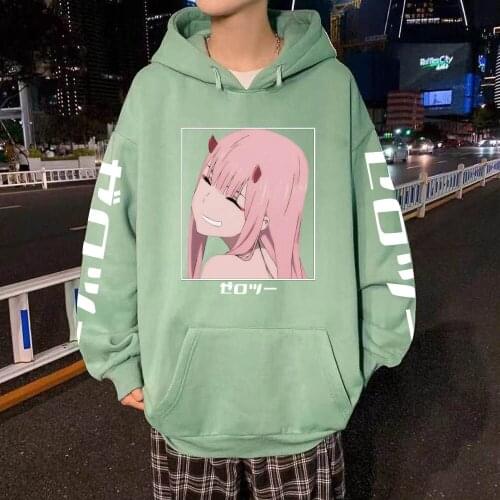 Anime Darling In The Franxx Zero Two Printed Hoodie Harajuku Casual Hip Hop Long Sleeve Pullover Homme