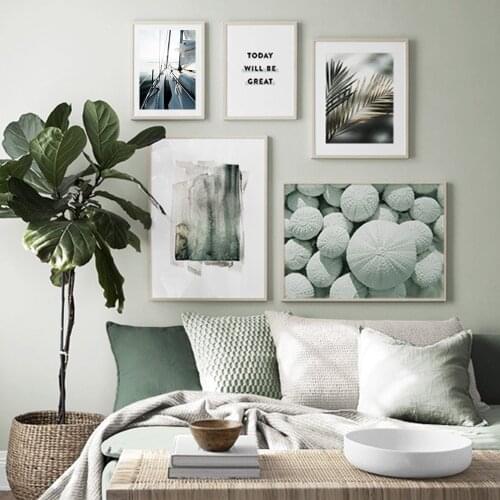 Decoration Palm Tree Wall Art On Canvas Painting Sea Botanical Posters And Prints Letter Modern Wall Pictures For Living Room