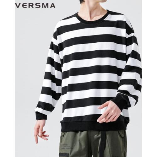 VERSMA Korean Style Striped Vintage Hoodie Sweatshirt Men Women Streetwear Men Unisex University Sweatshirts For Boys Girls 5XL