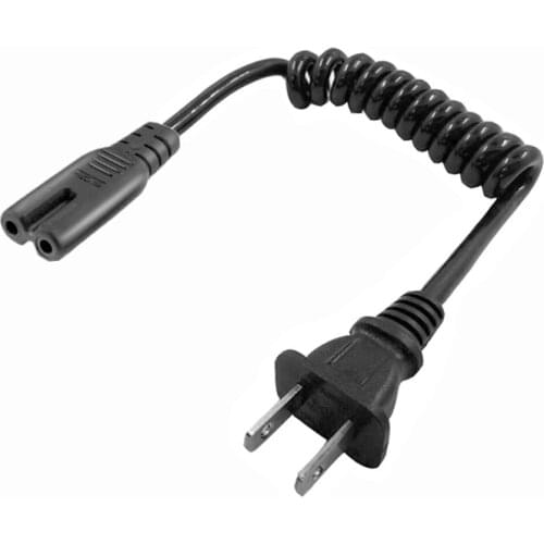 Retractable JP US NEMA 1-15P 2PIN Plug To IEC 320 C7 AC Short Portable Spring Cord 2 Prong C7 20cm PU Power cable 10-30cm