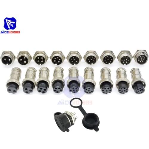 Diymore GX16-2/3/4/5/6/7/8/9/10 Terminals Female+Male Aviation Socket Plug Wire Panel Connector Dustproof Plastic Cover