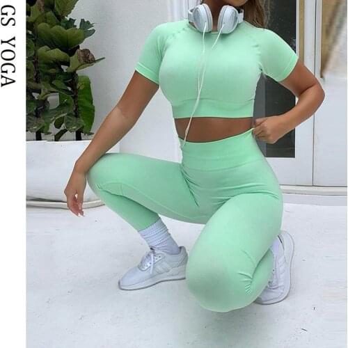 Women Breathable Seamless Yoga Shirt Quick-drying Elastic Tight Women Sport T-shirt Running Short Sleeve T-Shirt Crop Top