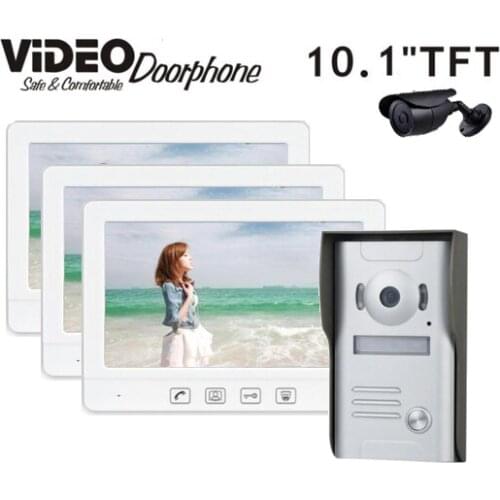 ZHUDELENew Arrival Luxury Large10.1"Video Door Phone,Waterproof Explosion-proof 700TVL IR Camera,Support Extra CCTV Camera 1 V 3