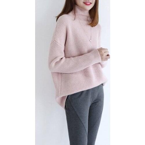 2020 Winter New High Collar Cashmere Sweater Pullover Female Korean Version Of The Loose Sets Of Solid Color Large Size Sweater