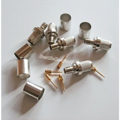 1Pcs Connector RP SMA female Plug pin crimp RG8 RG213 LMR400 RG214 cable nickel Brass