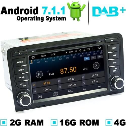 2G RAM Android 7.1.1 Car GPS Navigation System DVD Player Auto Radio Audio Video Stereo Media For Audi A3 Support DVB-T ATSC TV