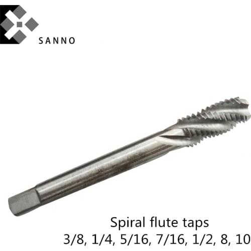 3pcs Spiral flute taps 3/8, 1/4, 5/16, 7/16, 1/2, 8, 10 American system screw thread tappping machine tool taps for aluminum