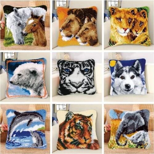 Animal Smyrna Knooppakket Klink Haak Kleed Bloemen Do It Yourself Cross Stitch Pillows Borduurpakket Kussen latch hook 3D Pillow