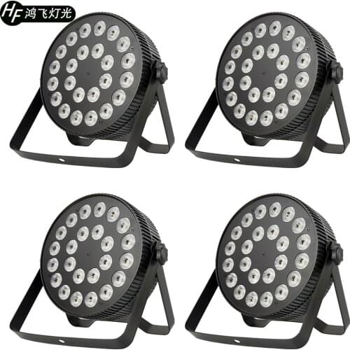 4 PCS / 24x18w RGBWA UV 6in1 Aluminum LED Par Light Slim Flat Par Light DMX512 Par UV Professional Stage Lighting Equipment