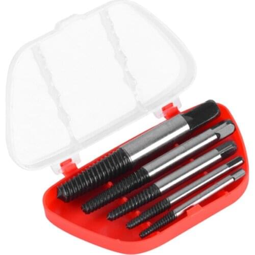 5Pcs/set Steel Broken Speed Out Damaged Screw Extractor Drill Bit Guide Set Broken Bolt Remover Easy Out Set