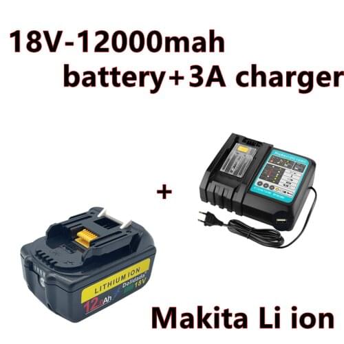 New bl1860 rechargeable battery 18 V 12000mah Makita Li ion 18 V battery bl1840 bl1850 bl1830 bl1860b LXT 400 + charger