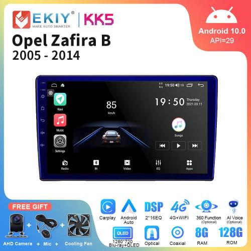 EKIY All-in-One Android 10.0 QLED Car Radio For Opel Zafira B 2005-2014 Stereo Multimedia Video Player GPS Navigation LTE DSP HU