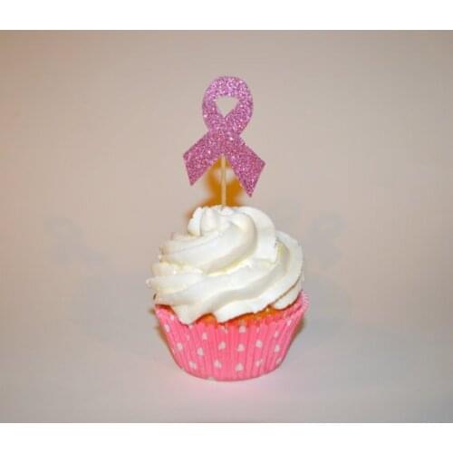 Glitter Breast Cancer Awareness Cupcake Toppers birthday party Wedding Bridal Shower Engagement Hens Night Party food picks