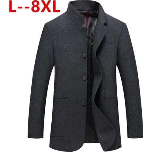 Plus size 8XL 6XL 5XL 4XL 2020 new arrival winter high quality wool thicked trench coat men,mens gray wool jackets