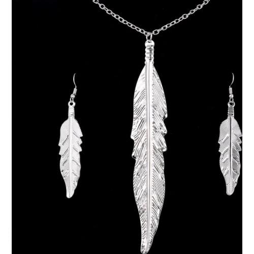 Hot Item Silver Plated Leave Pendant Jewelry Set For Women