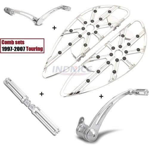 Chromed gauge rider passenger floorboards Rear brake Gear shifter levers for harley Touring Electra Glide FLHT 1997-2007