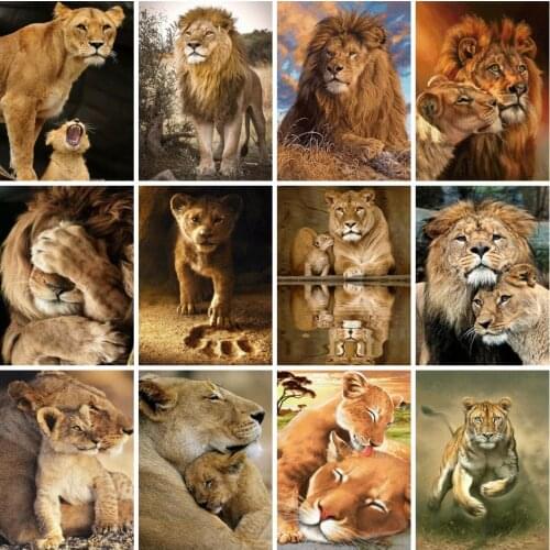 AZQSD Painting By Numbers Lion Arcylic Unframed HandPainted Pictures Oil Painting By Numbers Animal Home Decor Gift